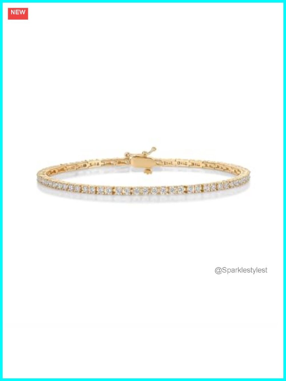 14K Gold Plated Tennis Bracelet 2mm Cubic Zirconia 6.5"